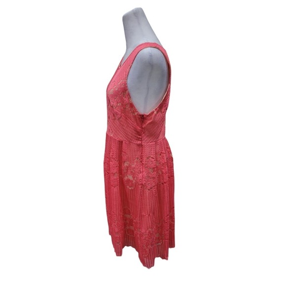 Free People Womens Rocco Lace‎ Open Back Mini Dress Size 10 Pink - Picture 10 of 16